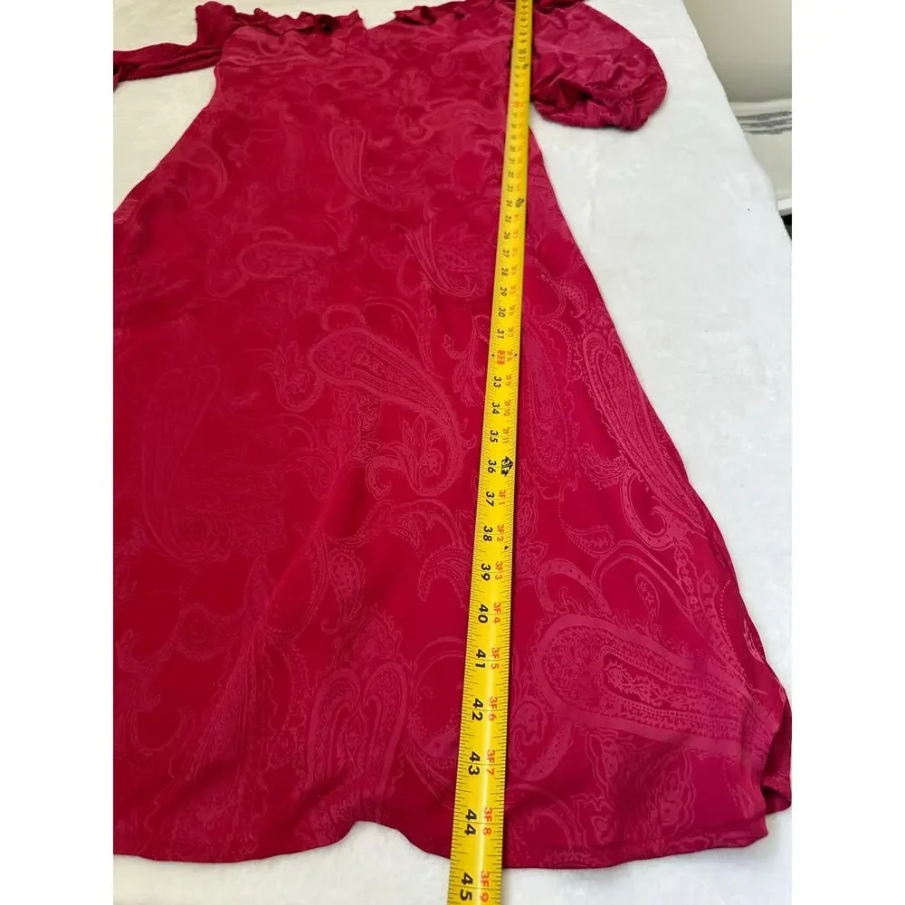 Tularosa Slip Dress Womens XL Pink NWT Off Shoulder Ruffle Paisley Revolve 1988